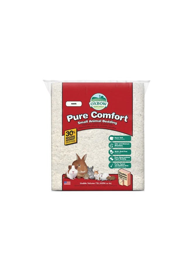 Oxbow Pure Comfort Bedding, Rabbit, Hamster, & Guinea Pig Bedding, Bunny Supplies for Litter Box, Pet Safe, Low Dust, White Paper, 72 Liter Bag - Image 1